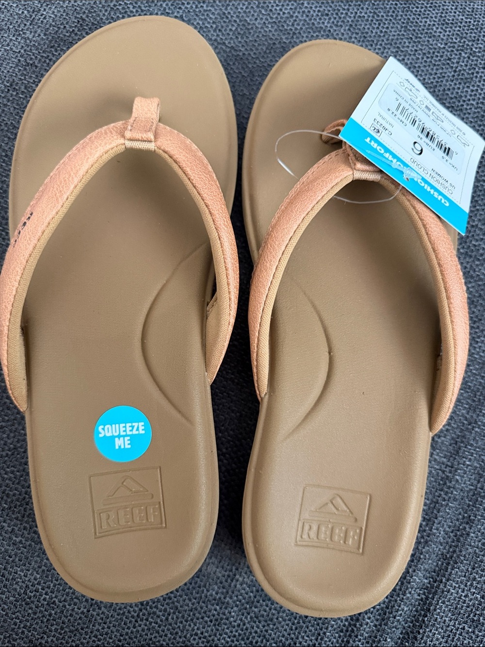 Reef Tan/Brown Flip Flop Sandals - Cushioned Thong